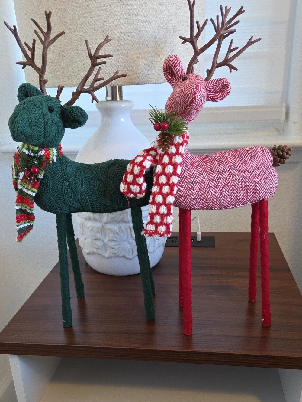 Target Red and Green Knit Reindeer Pair Holiday Décor